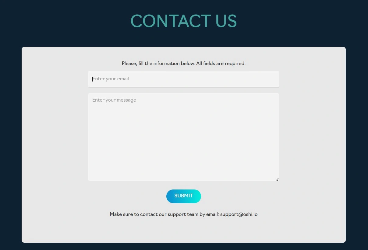 Oshi Casino contact us support form